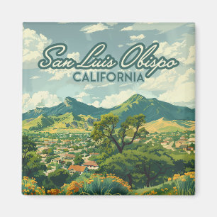 San Luis Obispo SLO California Central Coast Retro Magnet