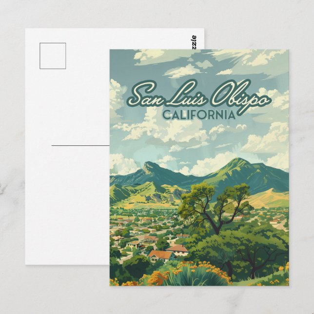 San Luis Obispo SLO California Central Coast Retro Postcard (Front/Back)