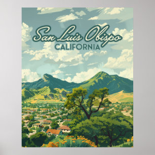 San Luis Obispo SLO California Central Coast Retro Poster