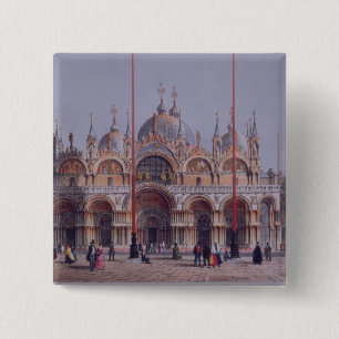 San Marco, Venice, engraved by Brizeghel (litho) 15 Cm Square Badge