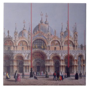 San Marco, Venice, engraved by Brizeghel (litho) Tile