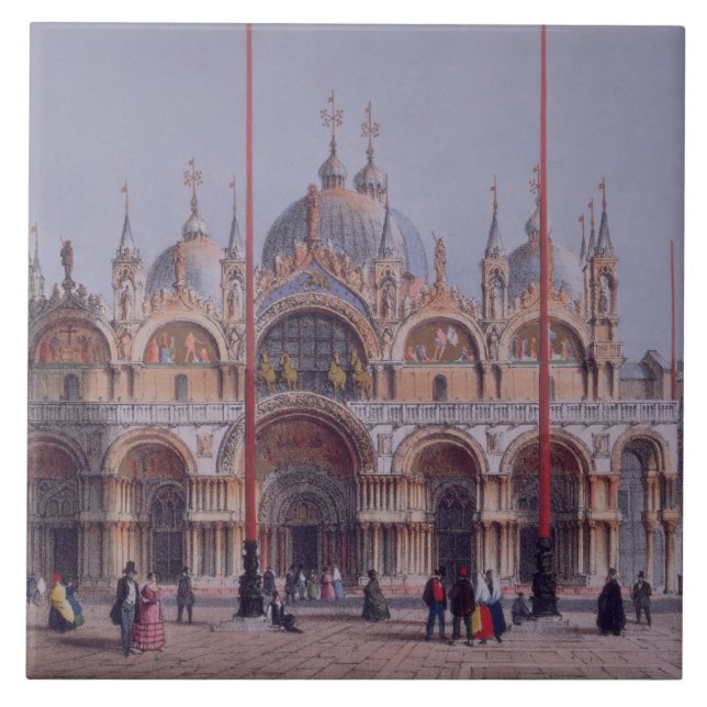 San Marco, Venice, engraved by Brizeghel (litho) Tile (Front)
