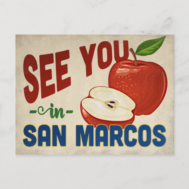 San Marcos California Apple - Vintage Travel Postcard (Front)