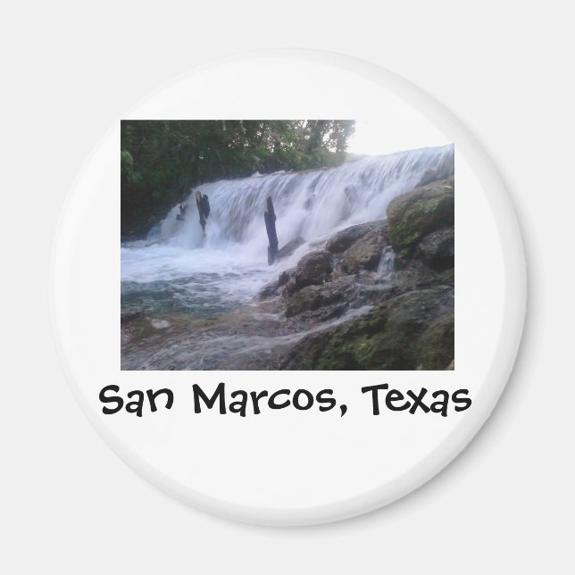 San Marcos River Falls Button Magnet (Front)