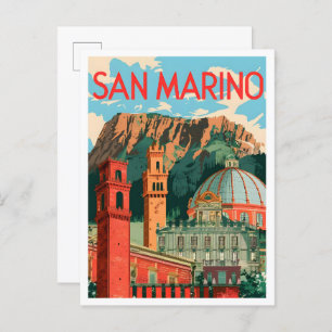 San Marino Art Vintage Travel Illustration Postcard
