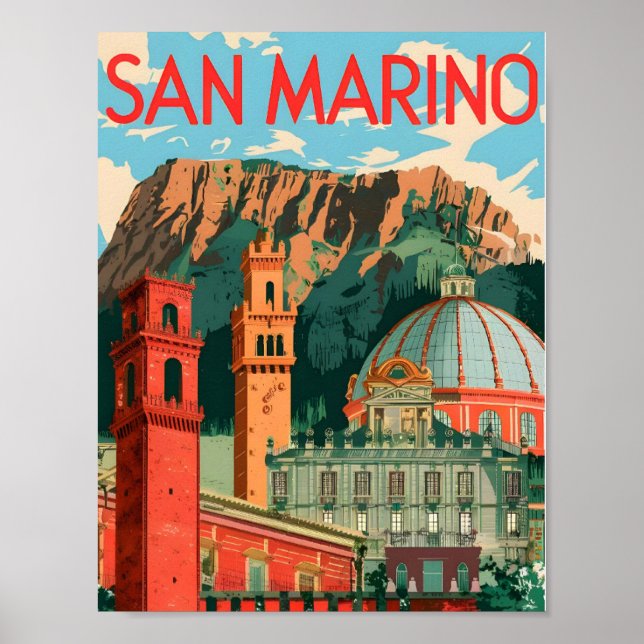 San Marino Art Vintage Travel Illustration Poster (Front)