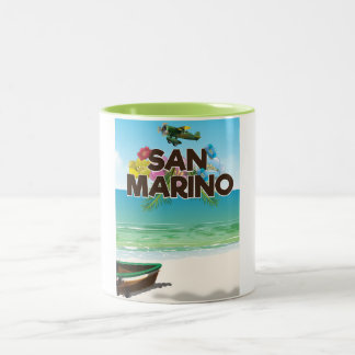 San Marino Beach travel poster Two-Tone Coffee Mug