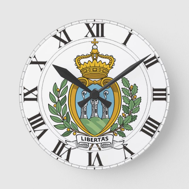 San Marino Coat of Arms Round Clock (Front)