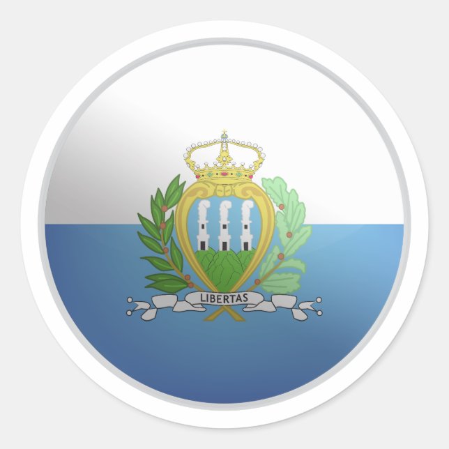 San marino Glossy Circle Flag  Classic Round Sticker (Front)
