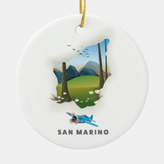 San Marino Illustrated travel poster. Ceramic Tree Decoration