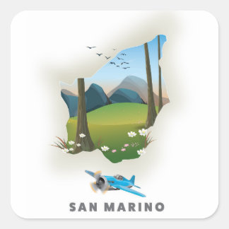 San Marino Illustrated travel poster. Square Sticker
