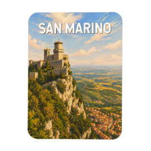 San Marino Illustration Travel Art Vintage Magnet