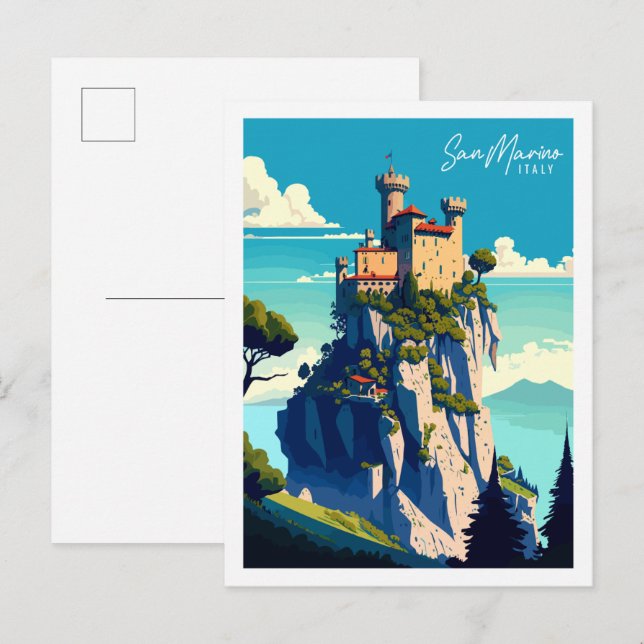 San Marino Italy vintage travel illustration Postcard (Front/Back)