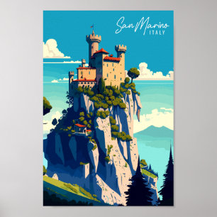 San Marino Italy vintage travel illustration Poster