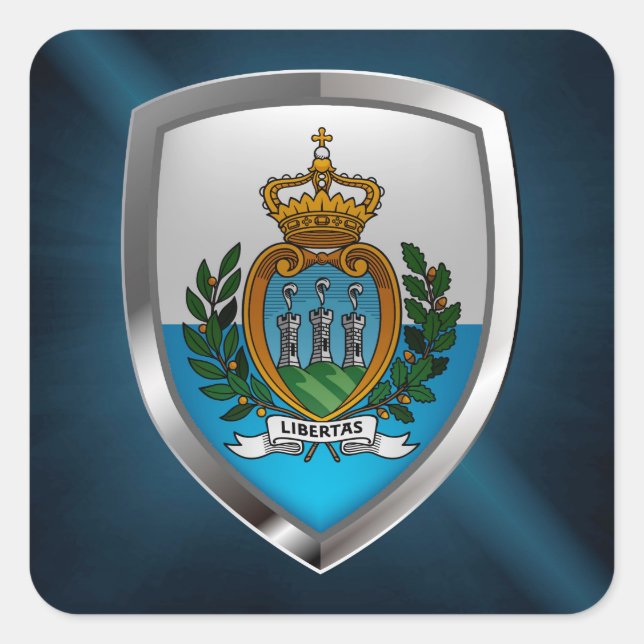 San Marino Metallic Emblem Square Sticker (Front)