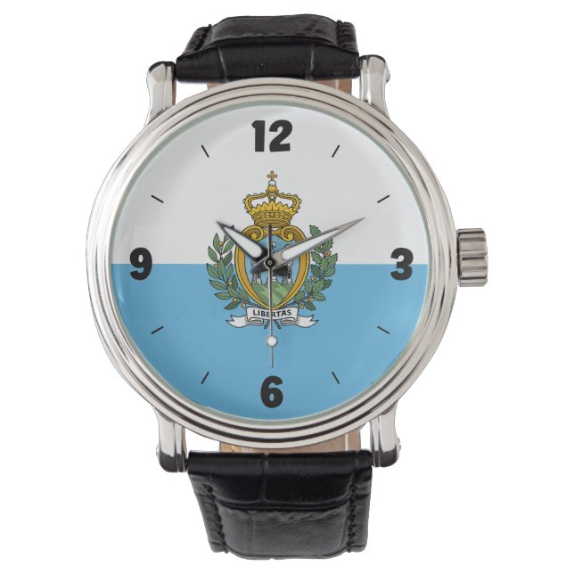 San Marino National Flag Elegant Patriotic Watch (Front)