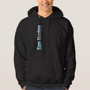 San Marino with flag colors on the side of Premium Hoodie