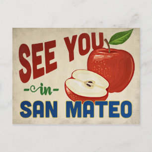 San Mateo California Apple - Vintage Travel Postcard