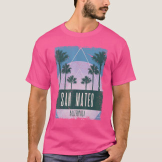 San Mateo California CA Vintage Vaporwave Retro 80 T-Shirt