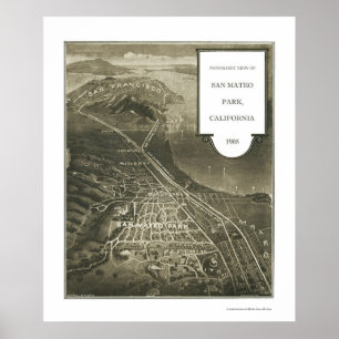 San Mateo Park, CA Panoramic Map - 1905 Poster