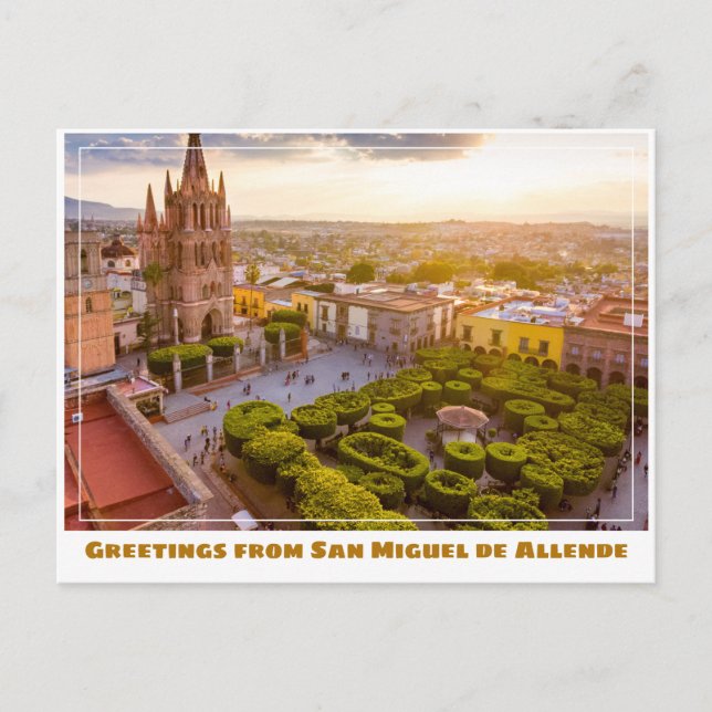 San Miguel de Allende Church with Garden Postcard (Front)