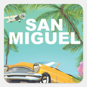 San Miguel El Salvador vintage travel poster Square Sticker