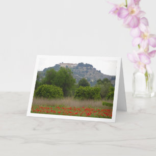 San Miguel Monastery above Poppy Field Card