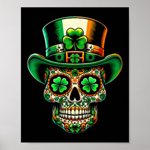 San Patties Irish Sugar Skull Day Of Dead St Patri Poster
