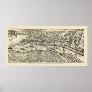 San Pedro, CA Panoramic Map - 1905 Poster
