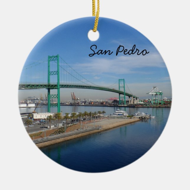 San Pedro, California Ceramic Tree Decoration (Front)