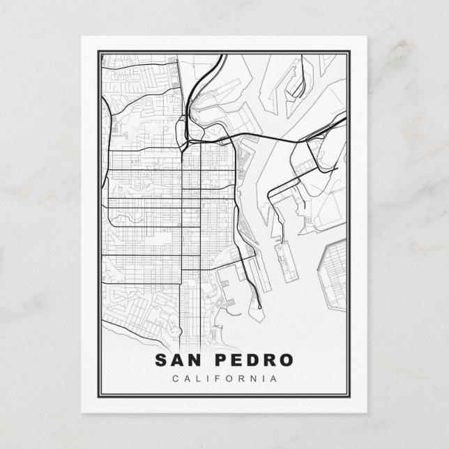 San Pedro Map Holiday Postcard (Front)