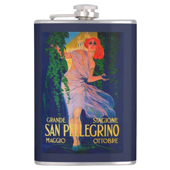 San Pellegrino Vintage PosterEurope Hip Flask (Front)