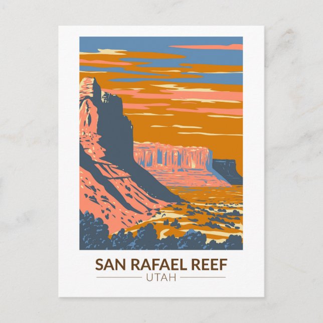 San Rafael Reef Utah Travel Art Vintage Postcard (Front)