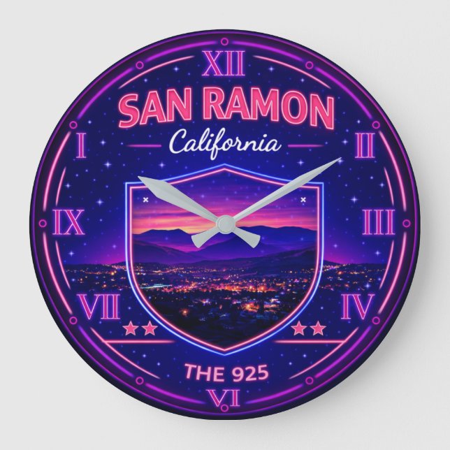 San Ramon California Valley Lights Large Clock (Front)