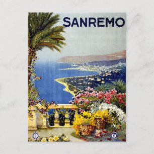 San Remo Italian Mediterranean Travel Poster 1920 Postcard