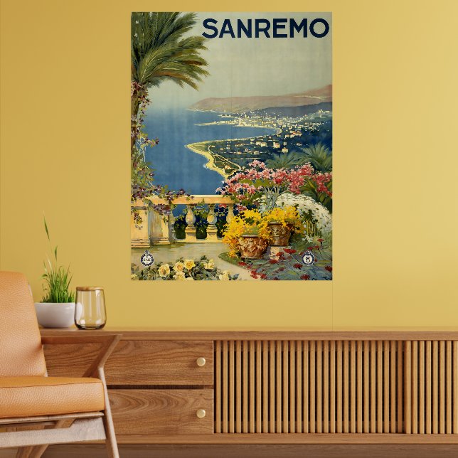 San Remo, Italy Vintage Travel Tourism Poster (Living Room 2)