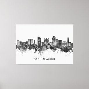 San Salvador El Salvador Skyline BW Canvas Print
