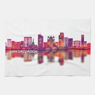 San Salvador El Salvador Skyline Tea Towel