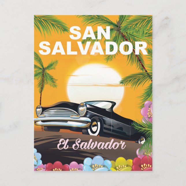 San Salvador Vintage travel poster Postcard (Front)