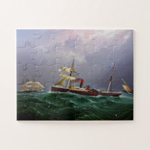 San Salvadore Sailing Paddlewheel Ship 1886 Jigsaw Puzzle
