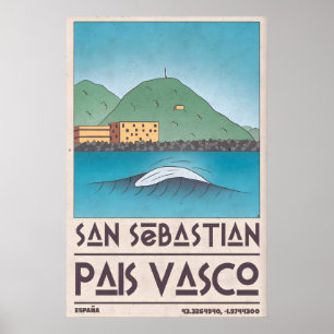 San Sebastian Art Print Curling Wave, Mid Century