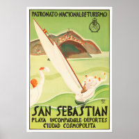 San Sebastian Spain vintage travel Poster