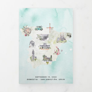 San Sebastian Spain Wedding Map Itinerary Card
