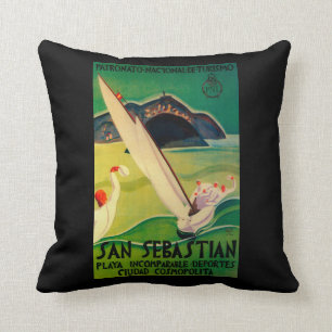 San Sebastian Vintage PosterEurope Cushion