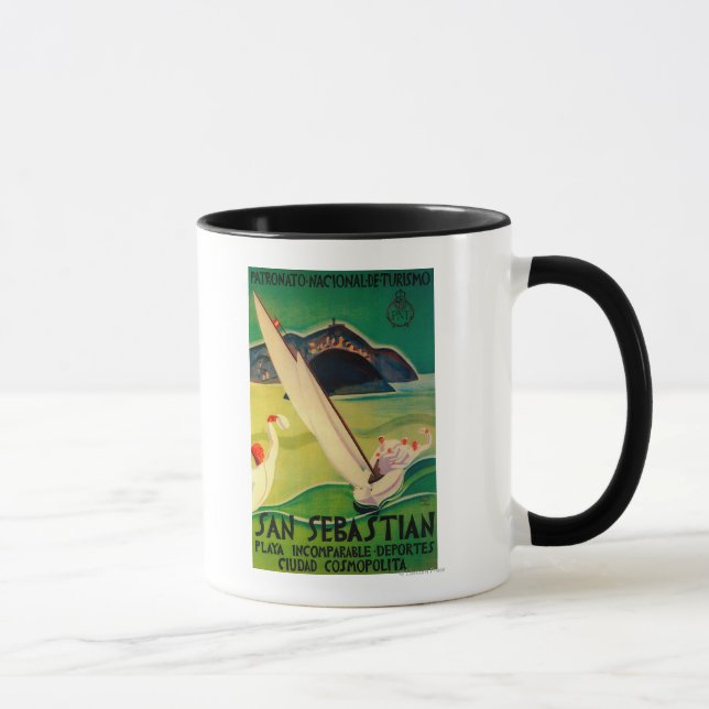 San Sebastian Vintage PosterEurope Mug (Right)