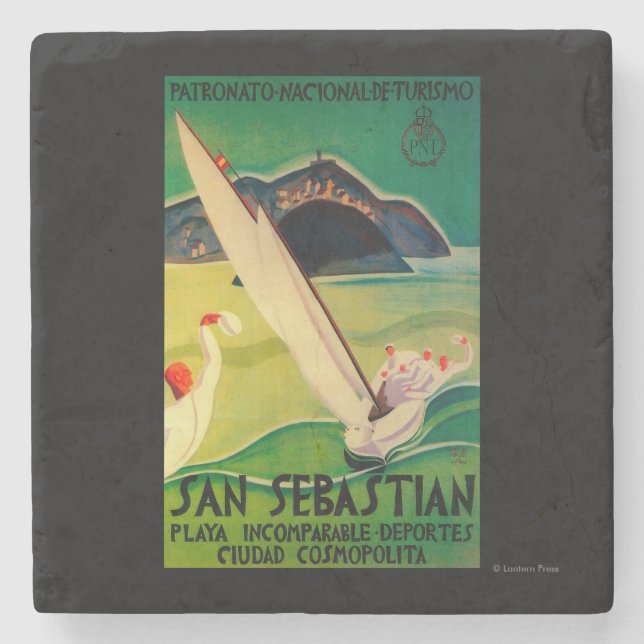 San Sebastian Vintage PosterEurope Stone Coaster (Front)
