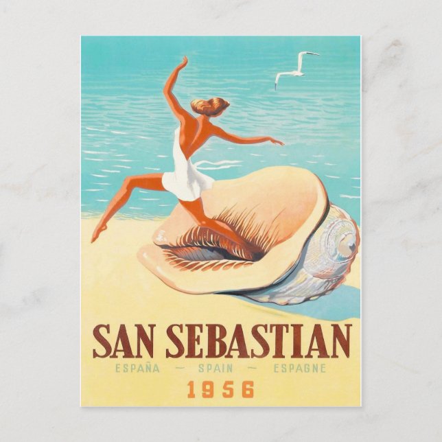 San Sebastian, woman is coming from a shell Postcard (Front)