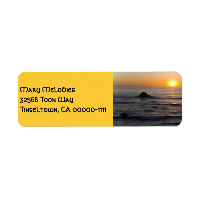 San Simeon Sunset Yellow Address Label (Front)