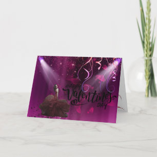  San Valentín con mujer elegante Holiday Card