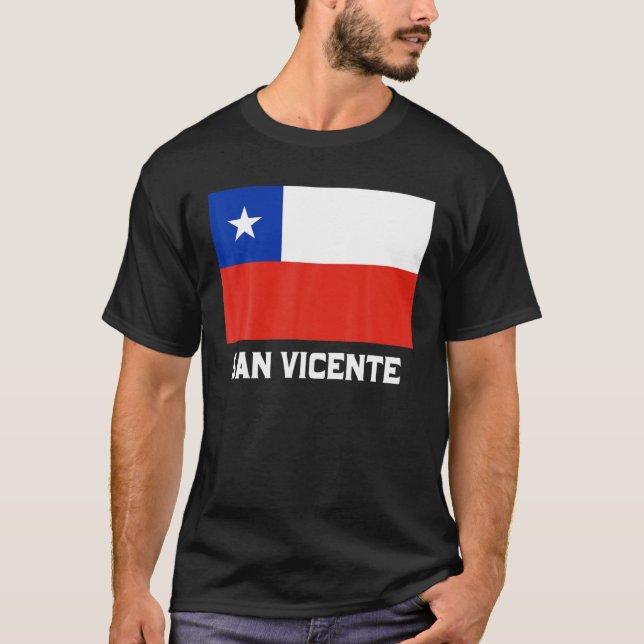 San Vicente Republica Chile Flag Emblem Escudo Ban T-Shirt (Front)